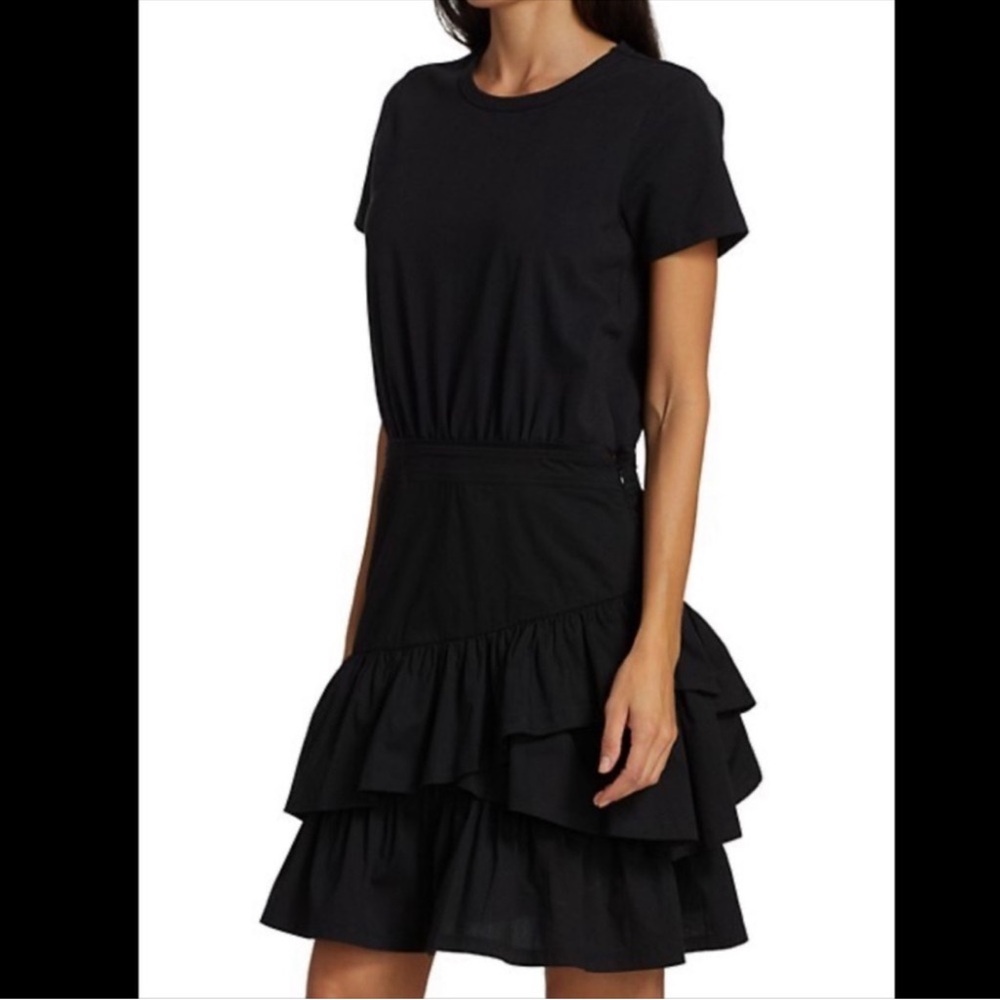 VERONICA BEARD Noha black ruffle T-Shirt Dress Medium